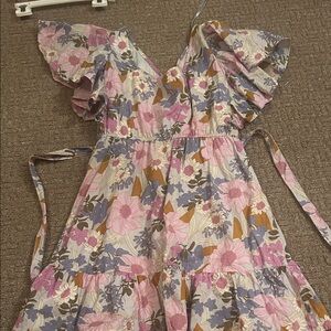 Floral Ruffle Mini Dress — Pink Multi